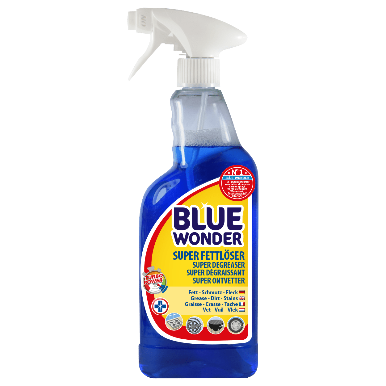 Powerful degreaser. Cleans ovens, hobs, countertops, extractor hoods, grill, pans, barbecue, engine gear and particularly dirty floors to name a few. Ready for use. Ideal for heavy-duty cleaning jobs.