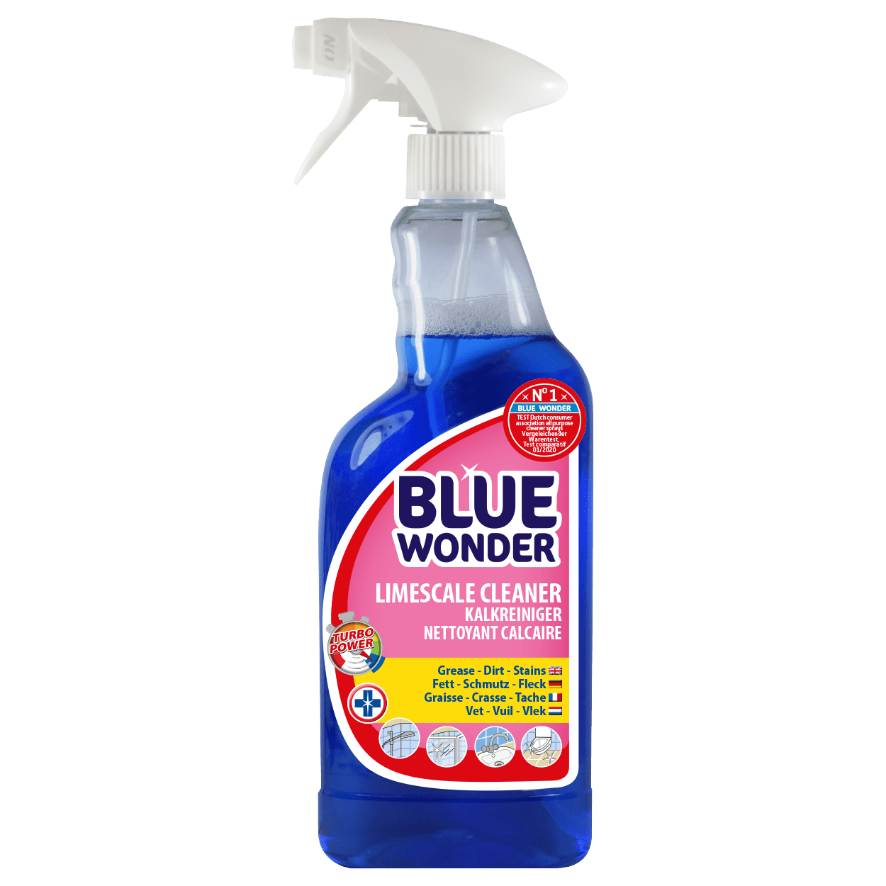 8712038000854 Blue Wonder International Kalkreiniger Spray front