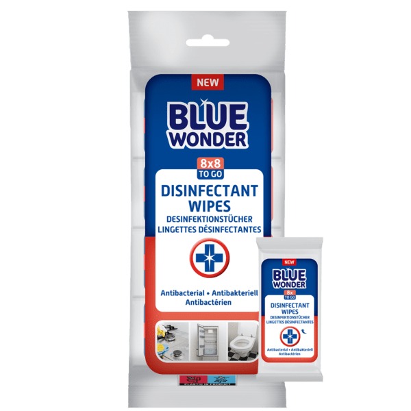 8712038002148 Blue Wonder Disinfectant wipes Desinfektionstucher Lingettes desinfectantes Multipack 8x8 front