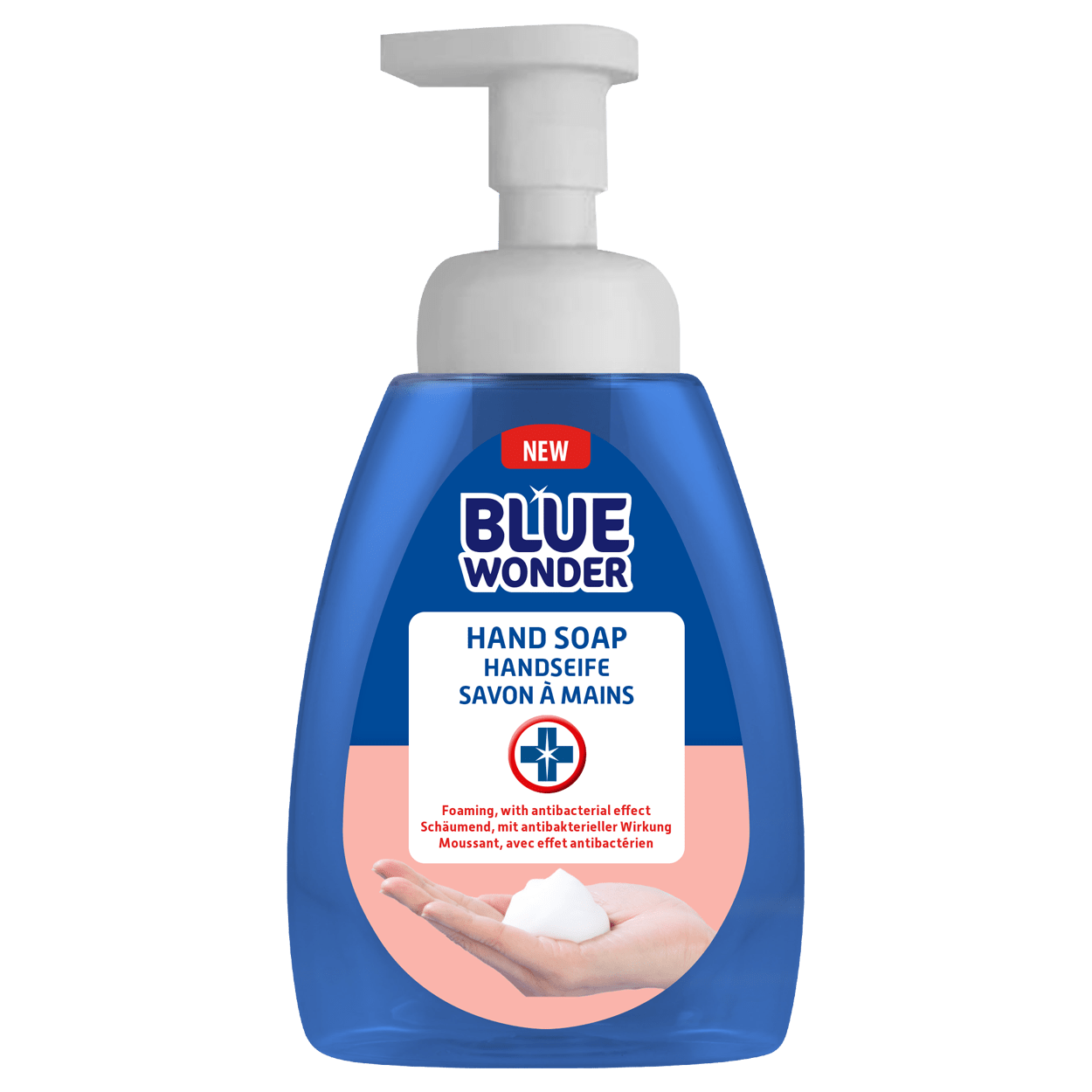 Foaming, with antibacterial effect. Blue Wonder HAND SOAP is a foaming mousse with antibacterial ingredients and is easy to distribute over the hands. That is why Blue Wonder Hand Soap is perfect for good hand hygiene. Blue Wonder Hand Soap has been dermatologically tested and is gentle on the skin.