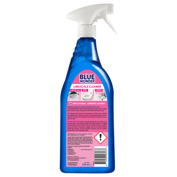 8712038003273 Blue Wonder Limescale cleaner 750ml spray UK back
