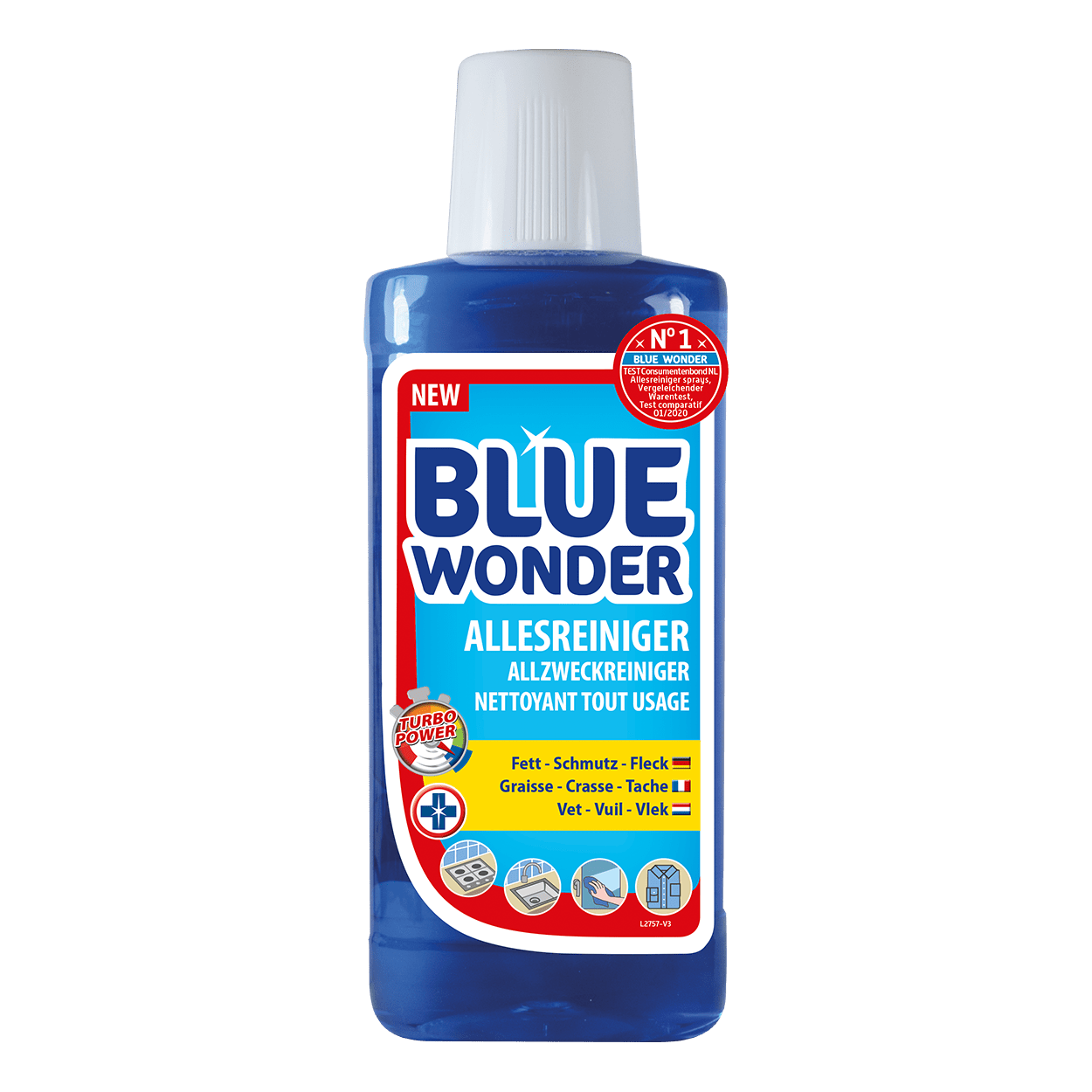 Removes grease, dirt and all kinds of stains (even from clothing). Can be used to clean doors, kitchen, bathroom, countertop, extractor hood, cupboards, windows, mirrors, car rims, wood and garden furniture, to name a few.