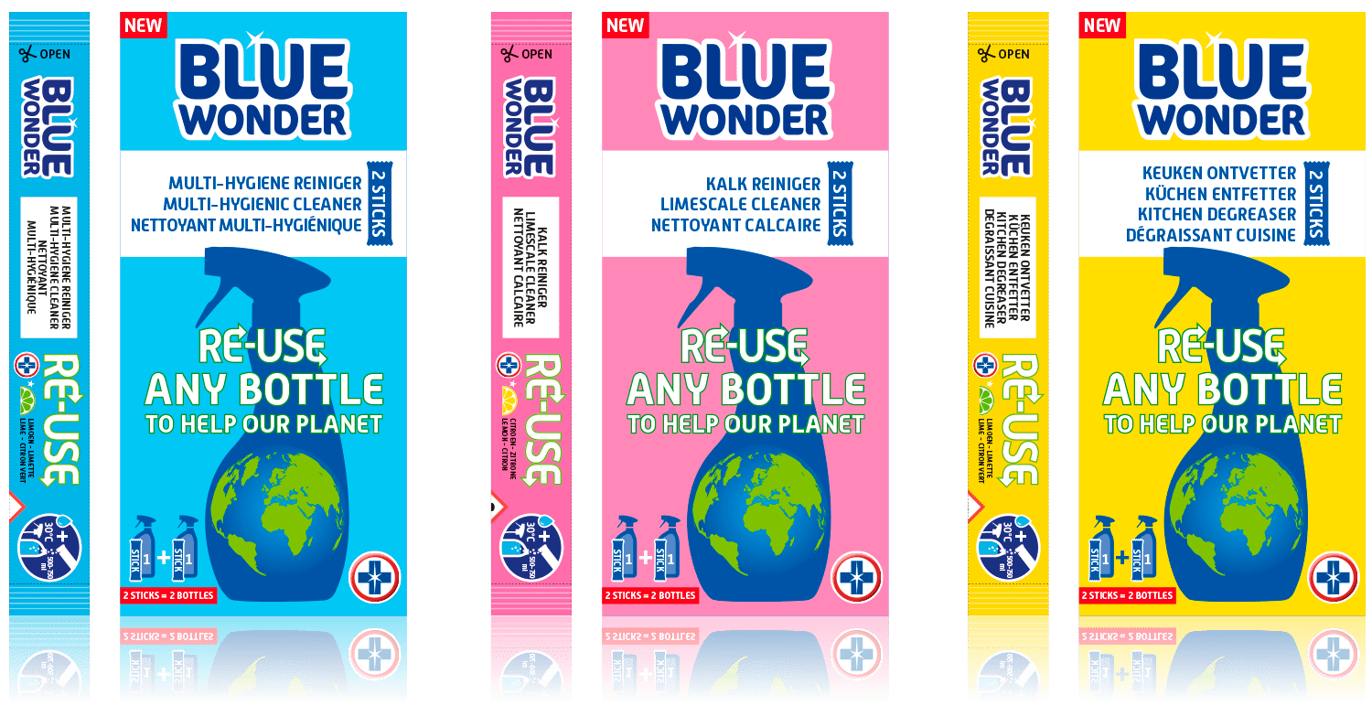 Plastic reductie met Blue Wonder RE-USE Reiniger sticks